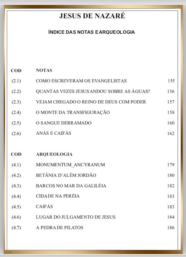 ndice das Notas e Arqueologia